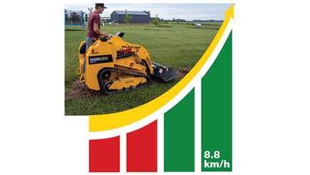 When the job requires less torque and more speed, the TRL630Y can be switched to 2-speed and easily shift from low gear to high gear, reaching a maximum travel speed of 8.8 km/h.