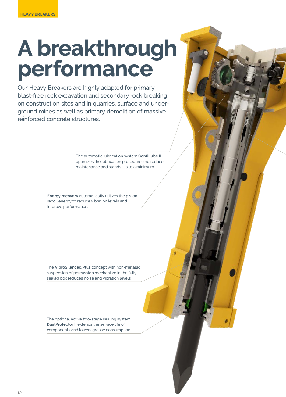 Active non-return valve ventilates the percussion champer during the upwards movement of the piston minimising penetration of abrasive dust and expelling dust contaminated grease from the tool guiding system.