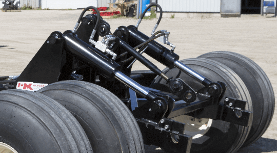 Hydraulically raise and lower the implement caddy to the desired height