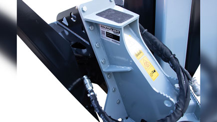The powder coated frame has multiple anti-slip pads and laser cut steps, giving the operator a secure footing for easy entry and exit from the cab.
