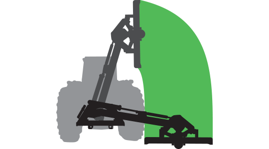 The Axis Tool Arm hydraulically pivots on your 3PH raising and lowering the tool as needed. With the Axis fully raised the mower can be folded in to provide safe road travel (image below).